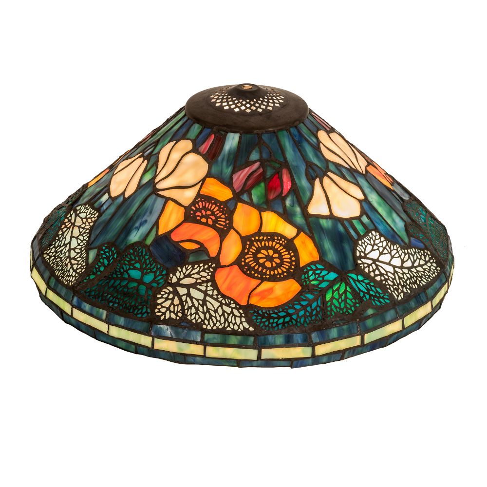 Meyda Lighting 119550 16" Wide Tiffany Poppy Cone Shade in Antique Finish