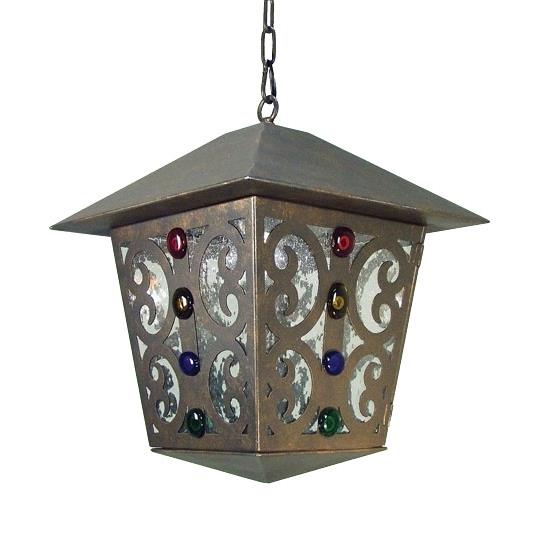 Meyda Lighting 119833 16" Wide Julie Pendant in Clear Seeded Glass Gilded Tobacco