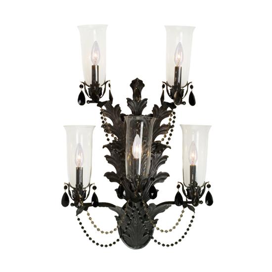 Meyda Lighting 120231 20" Wide French Baroque 5 Light Wall Sconce in Crystal
