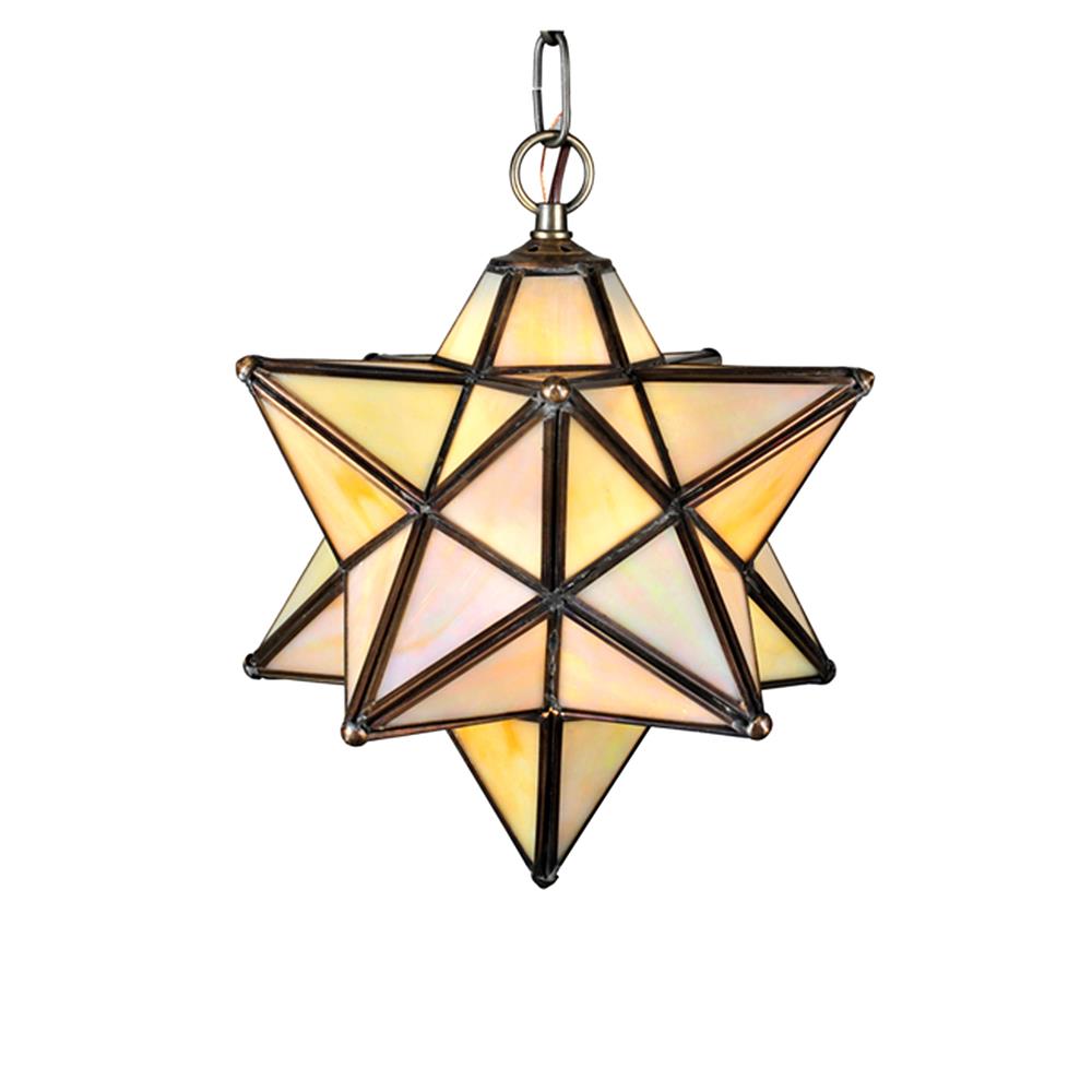 Meyda Tiffany Lighting 12123 9"W Moravian Star Beige Iridescent Mini Pendant