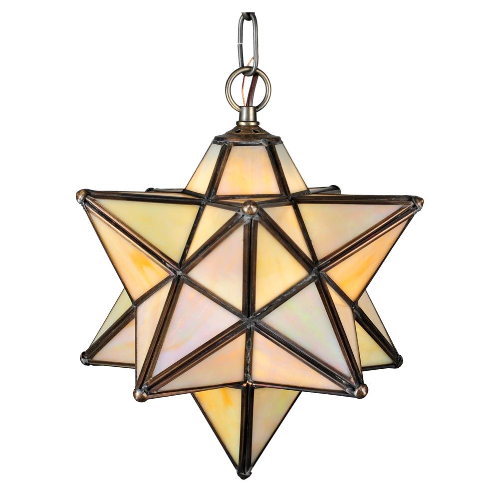 Meyda Tiffany Lighting 12133 12"W Moravian Star Beige Iridescent Pendant