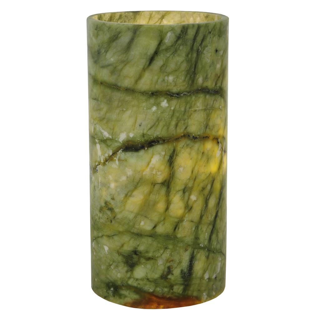 Meyda Tiffany Lighting 121713 4"W X 8"H Cylinder Green Jadestone Flat Top Candle Cover