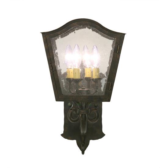Meyda Lighting 123739 11" Wide Naples Lantern in Clear Seeded Art Glass Gilded Tobacco