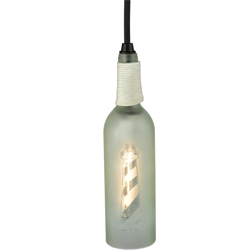 Meyda Tiffany Lighting 124508 3"W Coastal Collection Lighthouse Wine Bottle Mini Pendant