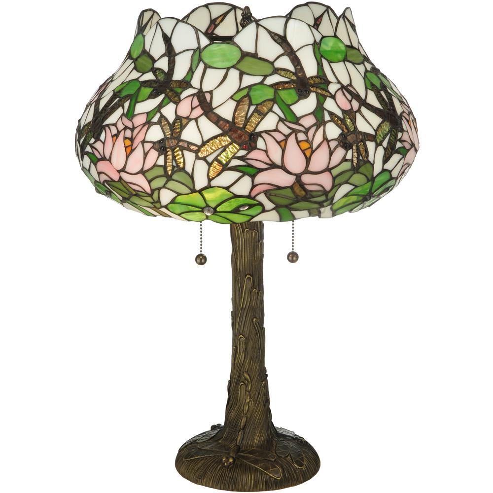 Meyda Tiffany Lighting 125091 22.5"H Dragonfly Flower Table Lamp