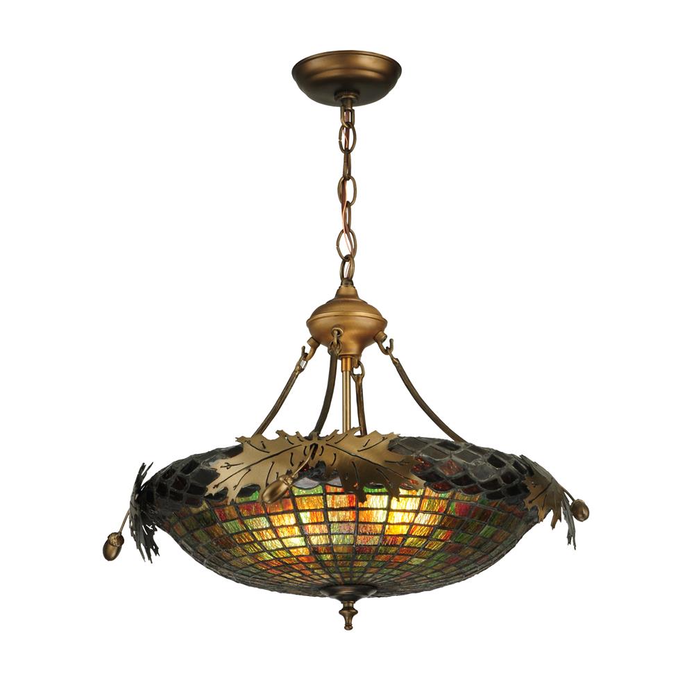 Meyda Tiffany Lighting 126286 22.5"W Greenbriar Oak Inverted Pendant