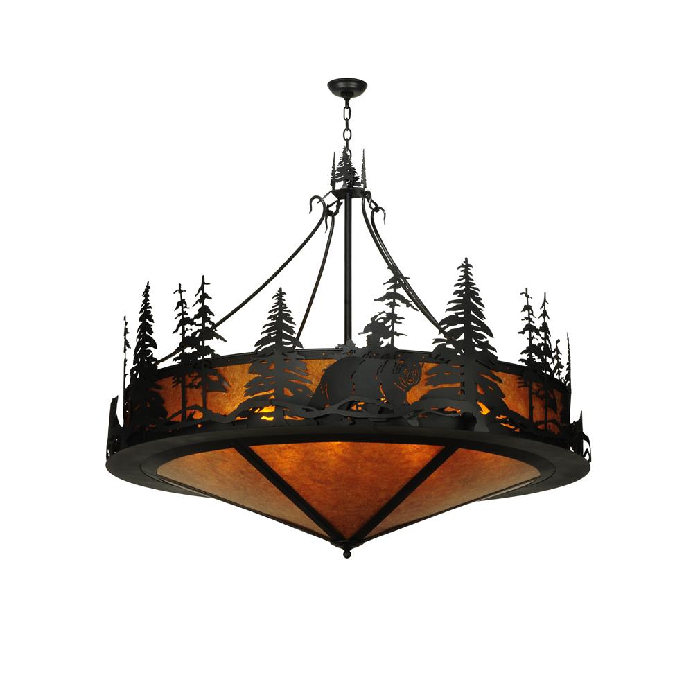 Meyda Tiffany Lighting 126551 58.5"W Northwoods Bear At Dusk Amber Mica Inverted Pendant