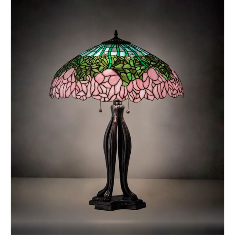 Meyda Lighting 126904 30" High Cabbage Rose Table Lamp in MAHOGANY BRONZE