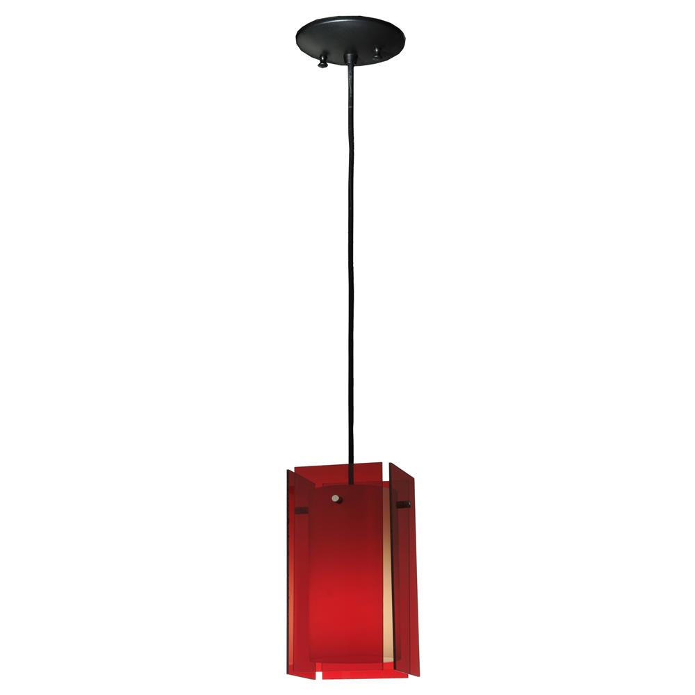 Meyda Tiffany Lighting 128830 5.5"Sq Quadrato Red Acrylic Mini Pendant