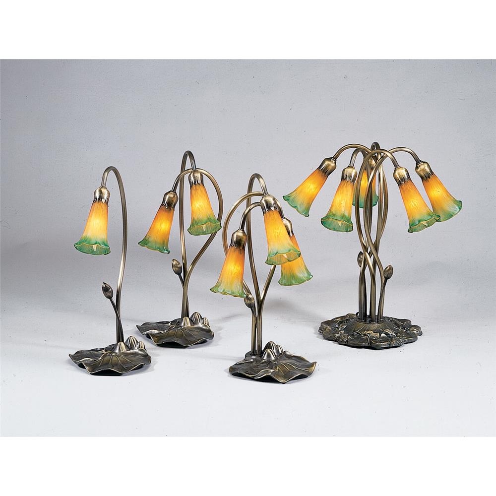 Meyda Tiffany Lighting 12939 16"H Amber/Green Pond Lily 2 Lt Accent Lamp