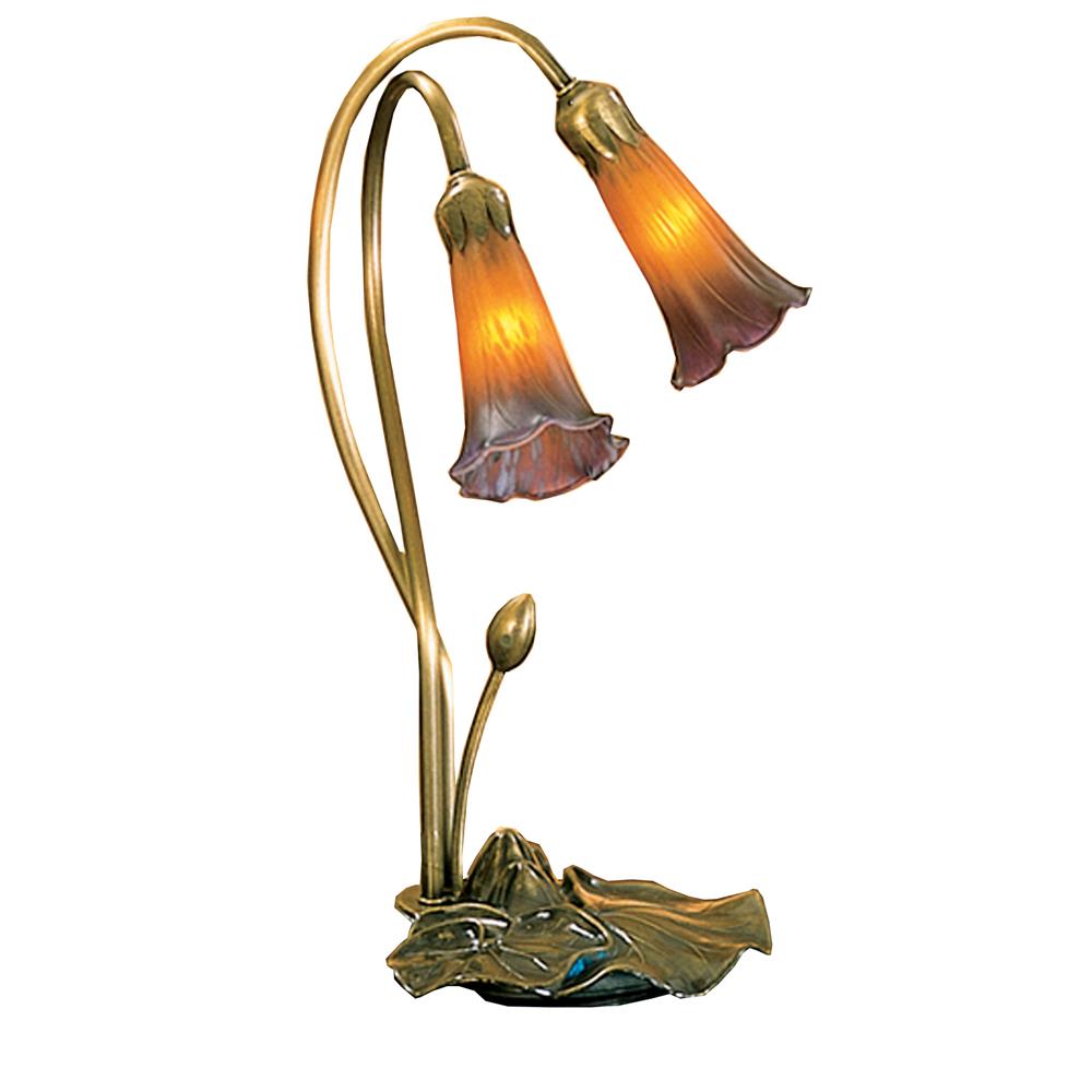Meyda Tiffany Lighting 13008 16"H Amber/Purple Pond Lily 2 Lt Accent Lamp