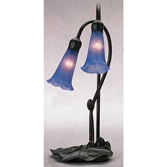 Meyda Tiffany Lighting 13064 16"H Blue Pond Lily 2 Lt Accent Lamp