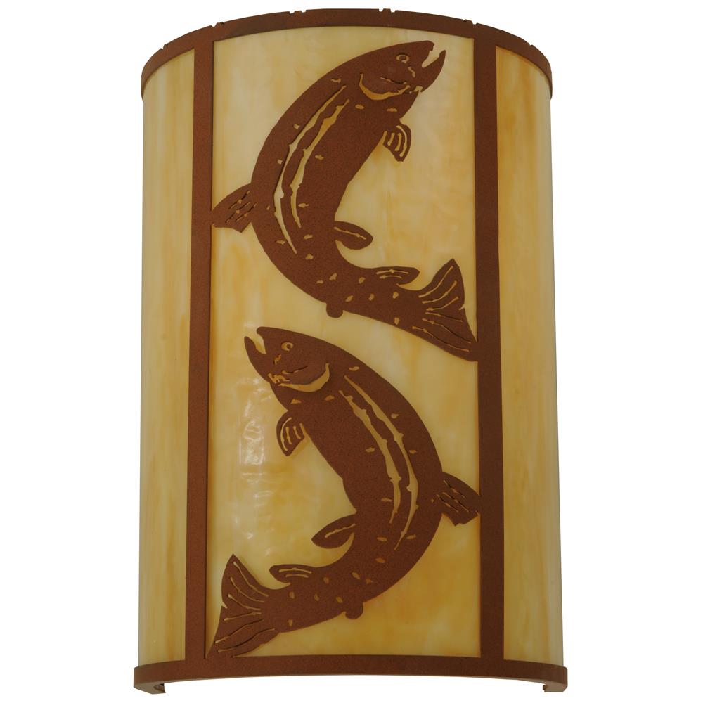 Meyda Tiffany Lighting 130803 12"W Leaping Trout Wall Sconce