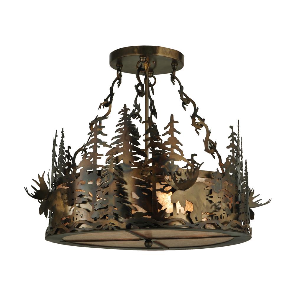 Meyda Tiffany Lighting 132697 23"W Moose At Dusk Inverted Pendant
