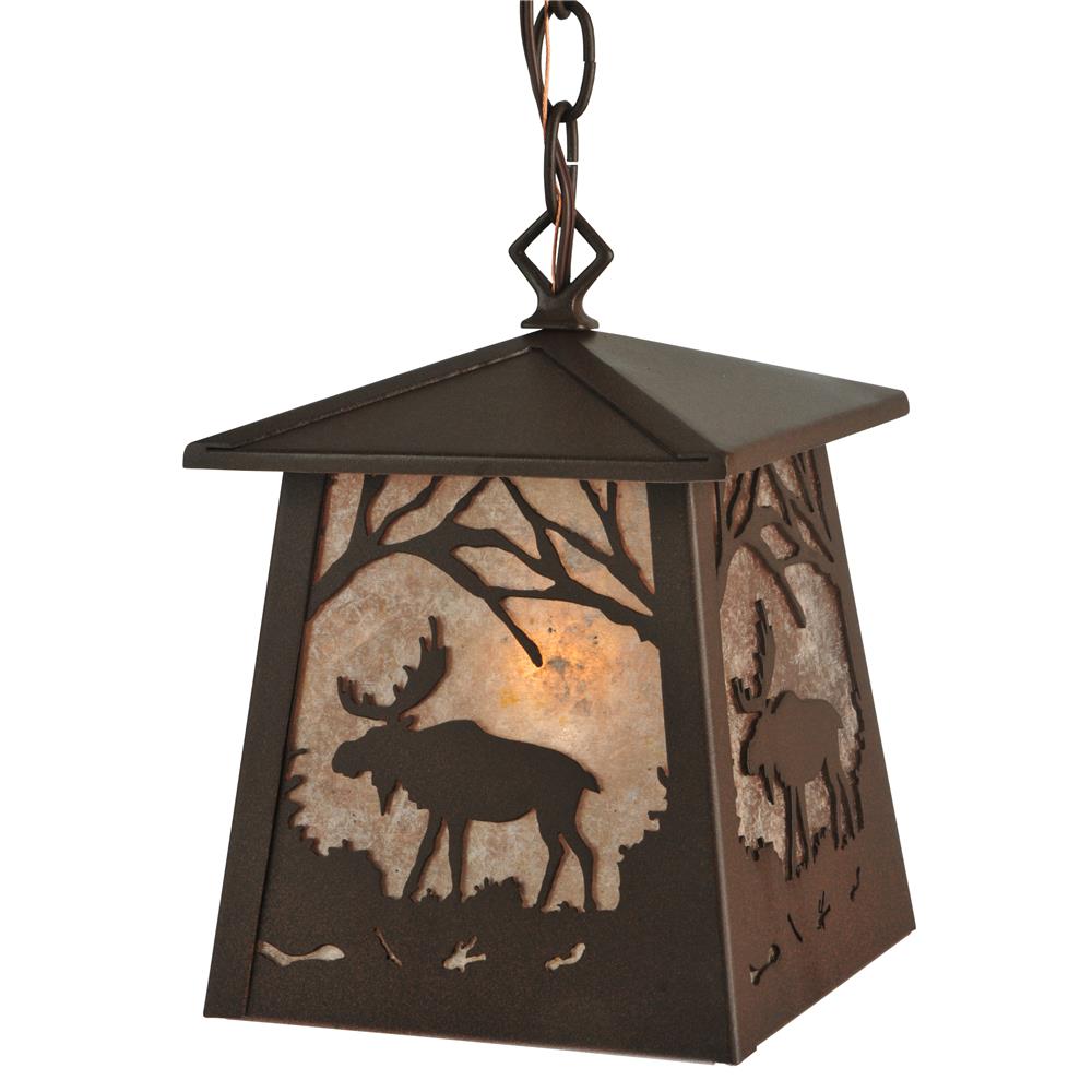 Meyda Tiffany Lighting 133124 7"Sq Moose At Dawn Mini Pendant