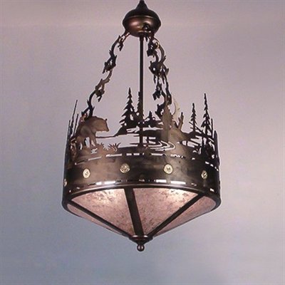 Meyda Tiffany Lighting 13337 2 Light Black Bear Inverted Large Pendant, Antique Copper