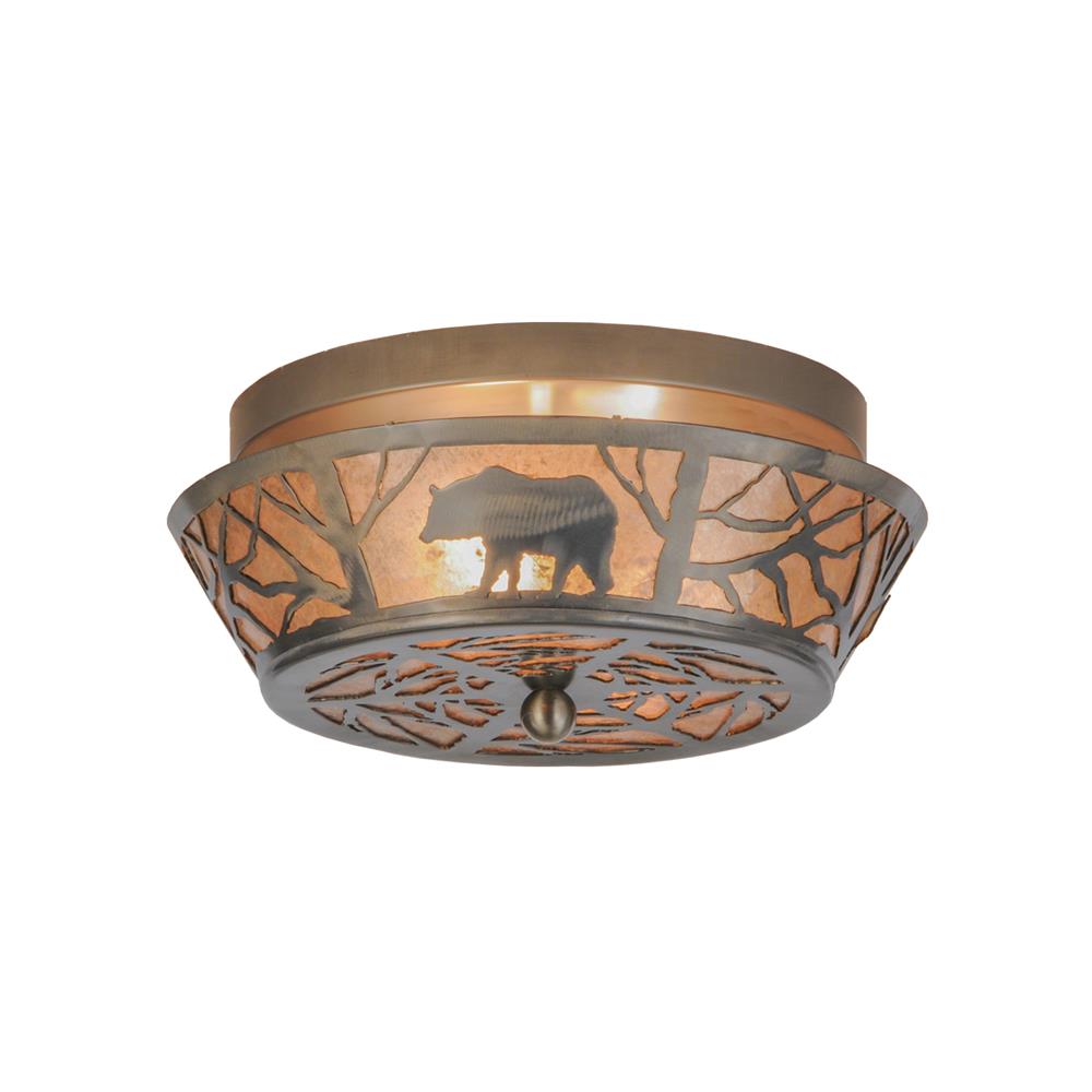 Meyda Tiffany Lighting 13390 2 Light Black Bear Flush Mount Ceiling Light, Steel
