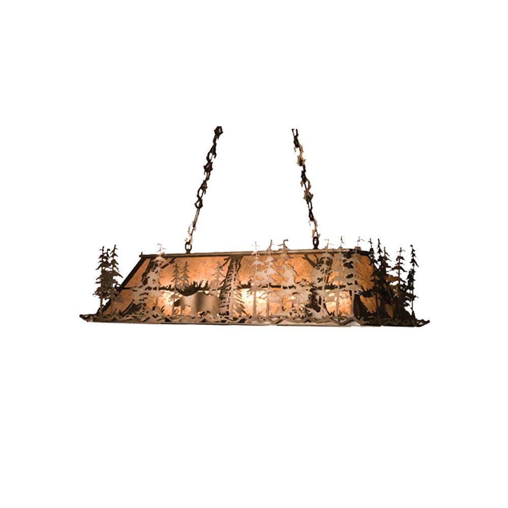 Meyda Tiffany Lighting 13443 9 Light Moose Through Trees MultiLight Island Light, Antique Copper