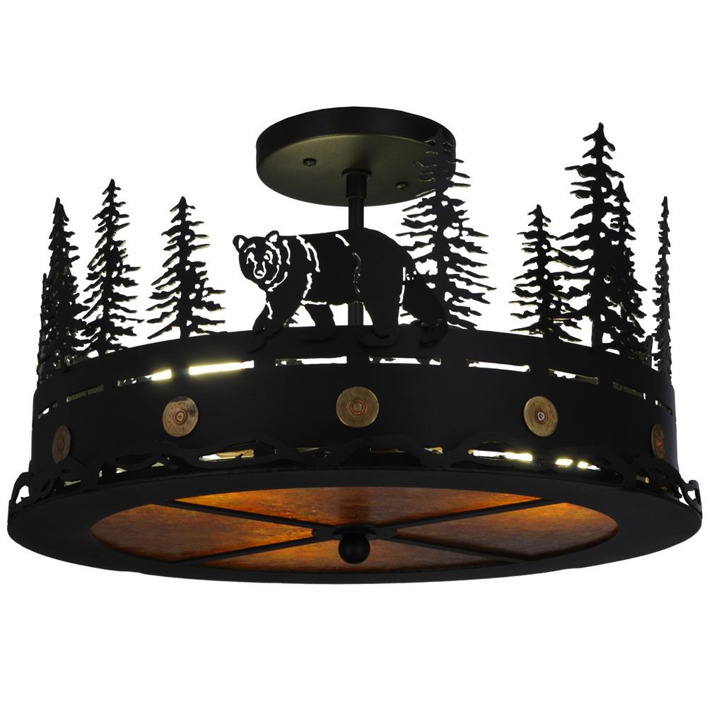 Meyda Tiffany Lighting 134785 16"W Northwoods Bear At Dusk Flushmount