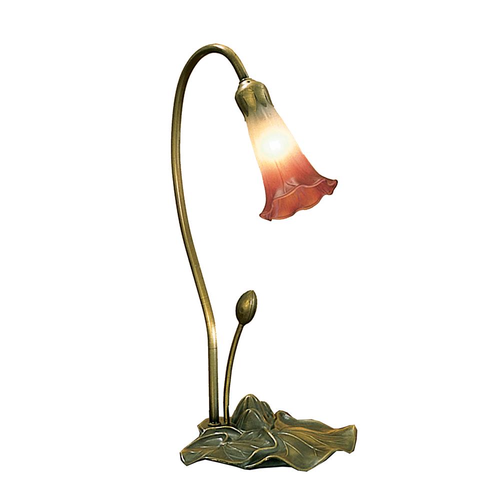 Meyda Tiffany Lighting 13509 16"H Pink/White Pond Lily Accent Lamp