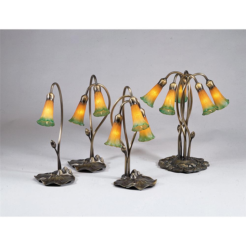 Meyda Tiffany Lighting 13595 16"H Amber/Green Pond Lily 3 Lt Accent Lamp