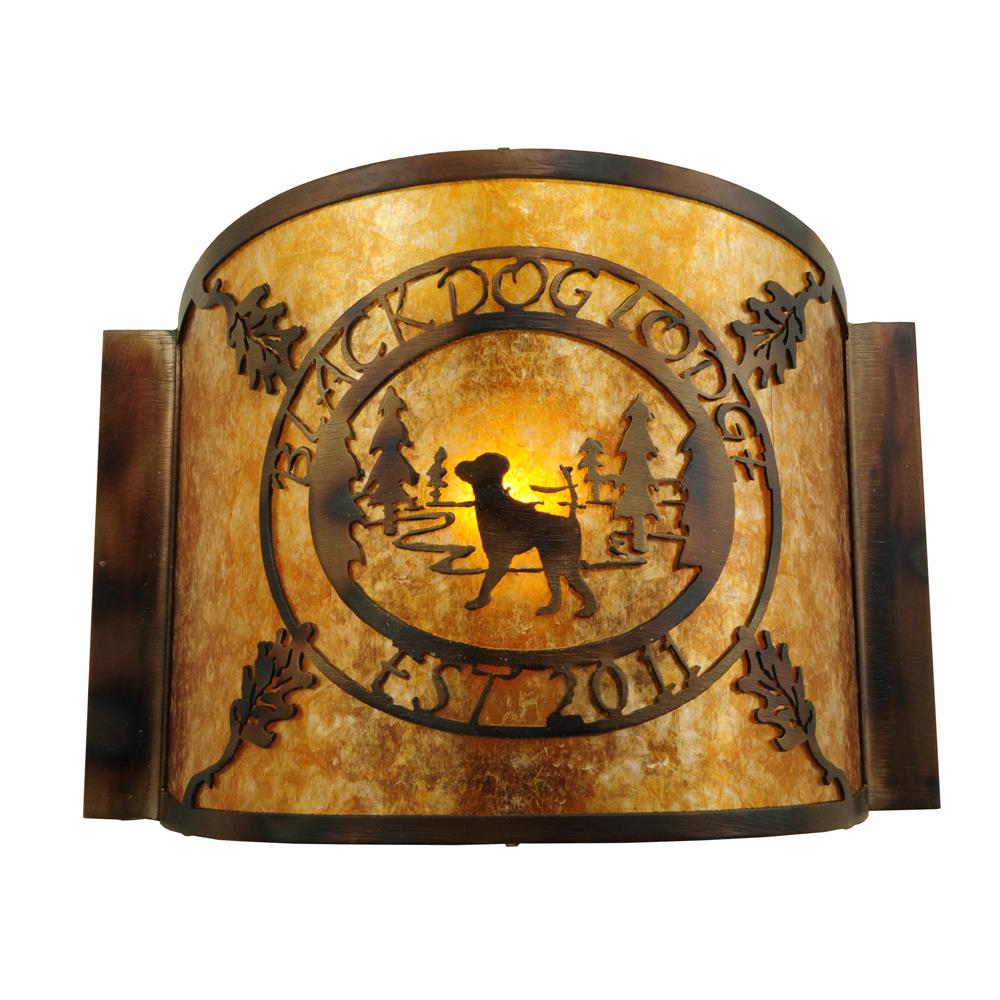 Meyda Tiffany Lighting 136458 12"W Personalized Black Dog Lodge Wall Sconce
