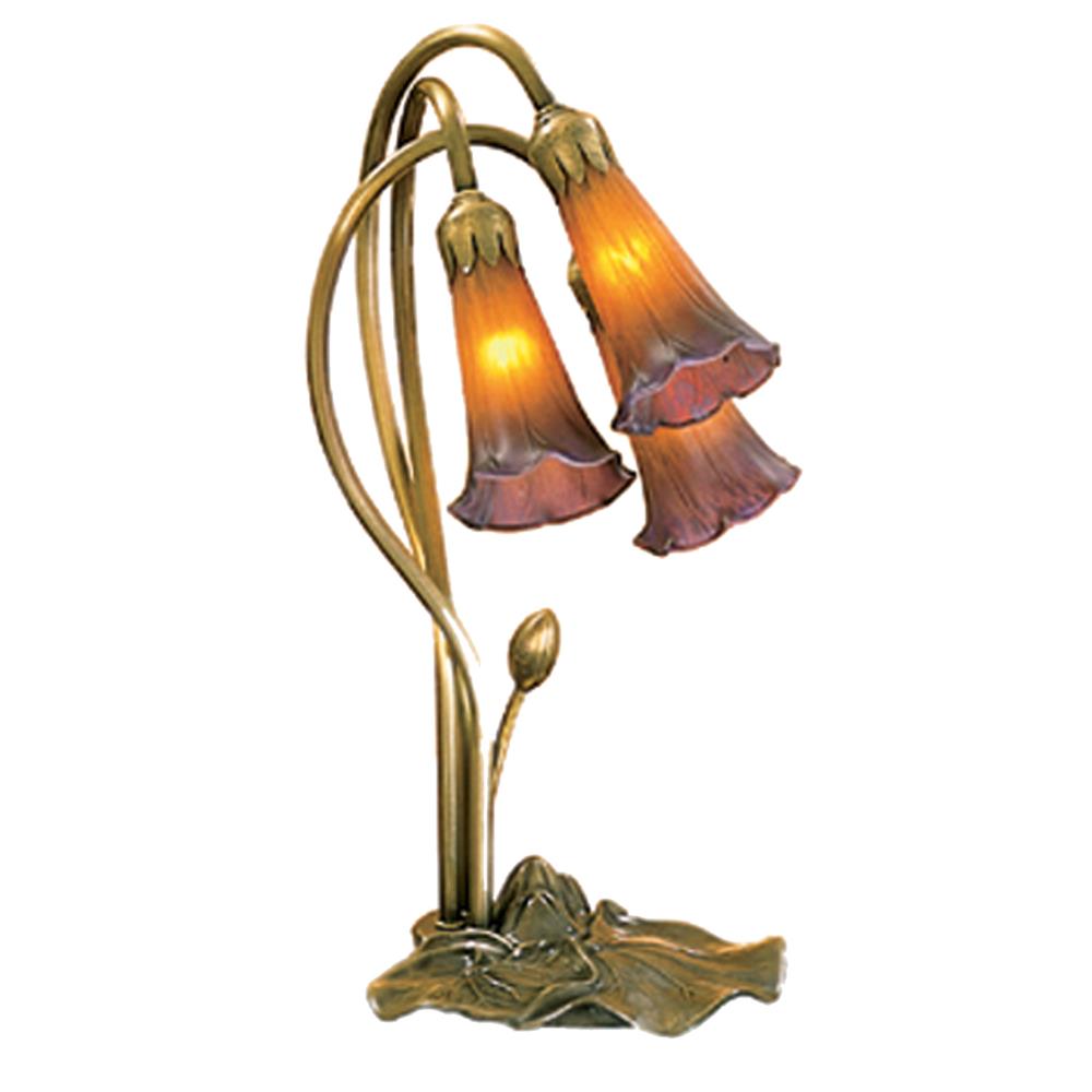 Meyda Tiffany Lighting 13674 16"H Amber/Purple Pond Lily 3 Lt Accent Lamp