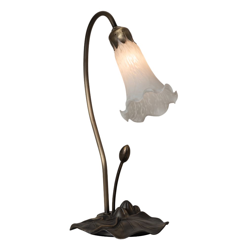 Meyda Lighting 13730 16" High White Pond Lily Accent Lamp In White Mahogany Bronze