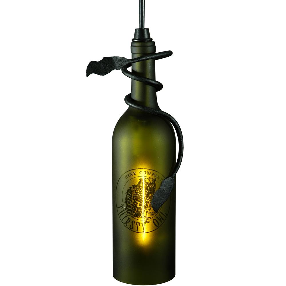 Meyda Tiffany Lighting 137401 5"W Personalized Thirsty Owl Wine Bottle Mini Pendant