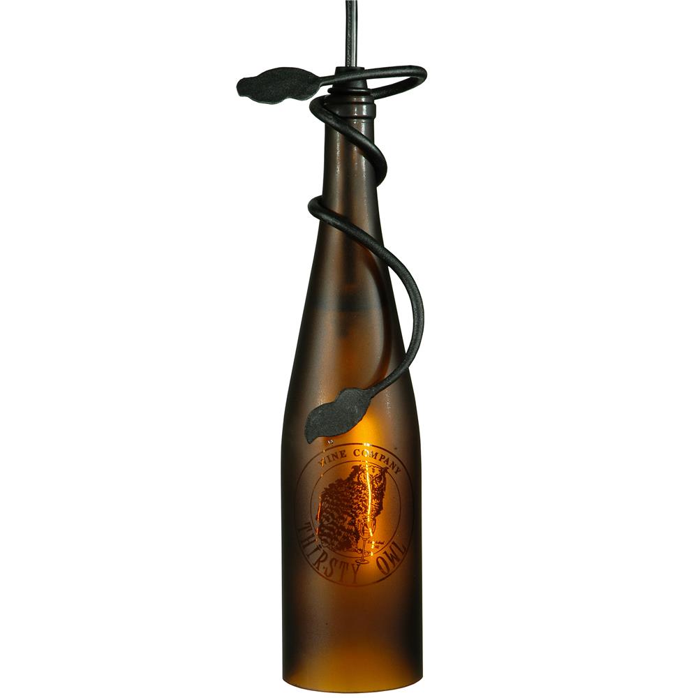 Meyda Tiffany Lighting 137402 5"W Personalized Thirsty Owl Wine Bottle Mini Pendant