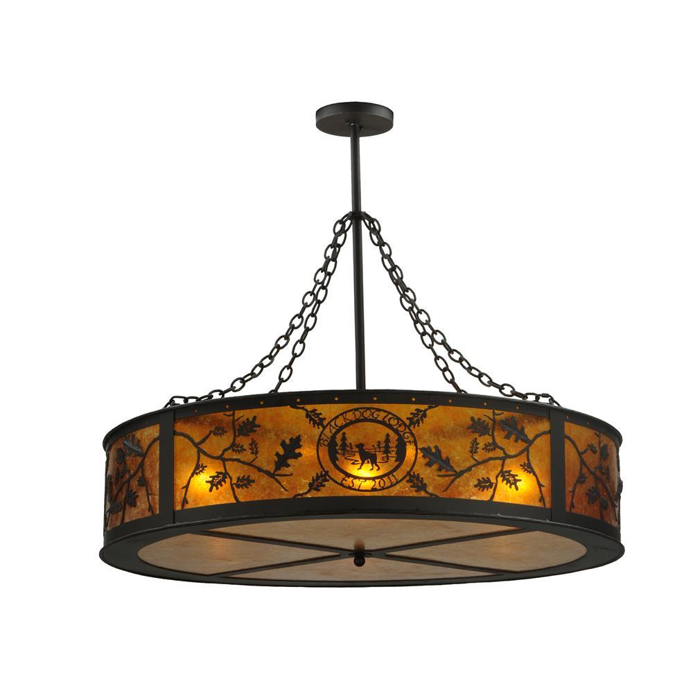 Meyda Tiffany Lighting 137435 43.75"W Personalized Black Dog Lodge W/Uplights Inverted Pendant