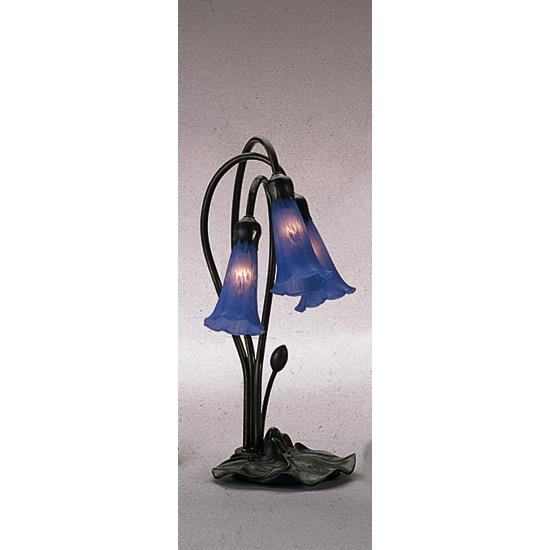 Meyda Tiffany Lighting 13746 16"H Blue Pond Lily 3 Lt Accent Lamp
