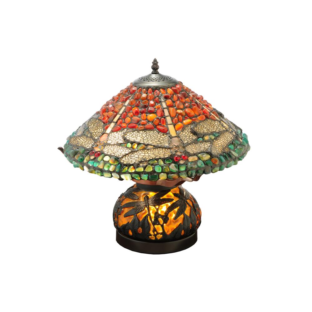 Meyda Tiffany Lighting 138102 16.5"H Dragonfly Polished Jasper W/Lighted Base Table Lamp