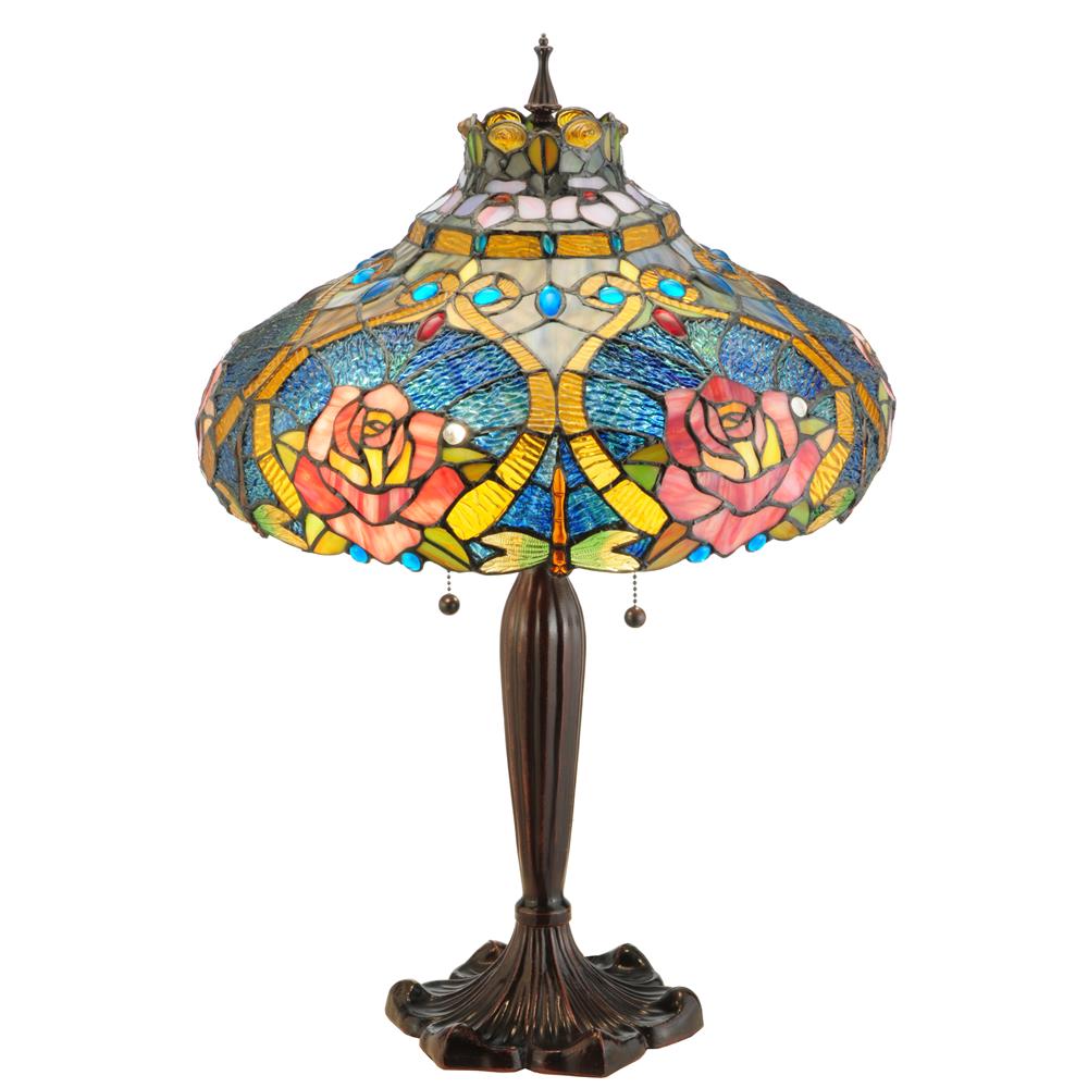 Meyda Tiffany Lighting 138108 26"H Dragonfly Rose Table Lamp