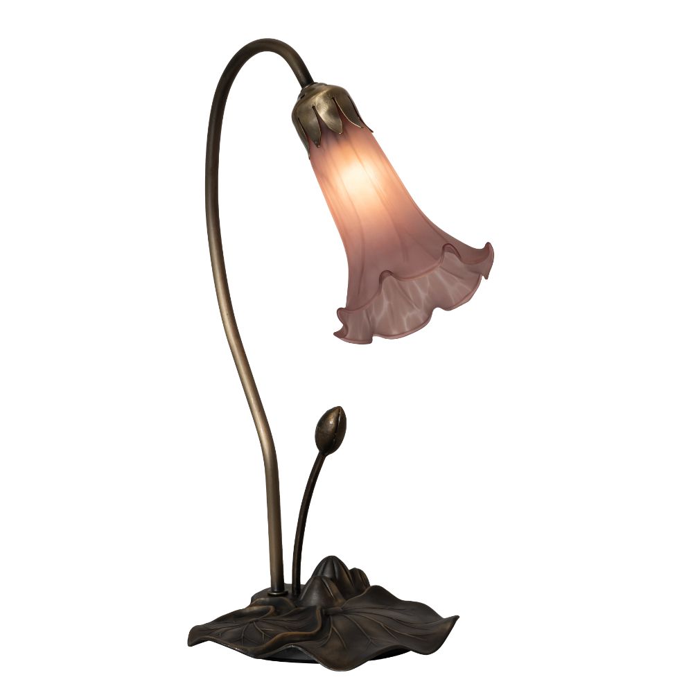 Meyda Lighting 13820 16" High Purple Pond Lily Accent Lamp In Violet Mahogany Bronze