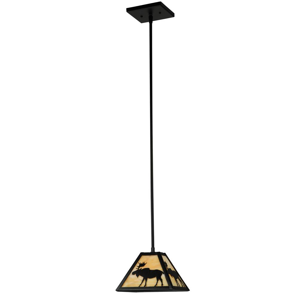 Meyda Tiffany Lighting 138212 8.25"Sq Lone Moose Mini Pendant