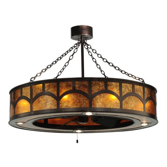 Meyda Lighting 138521 44"w Mission Hill Top Chandel-air In Copper Vein/amber Mica