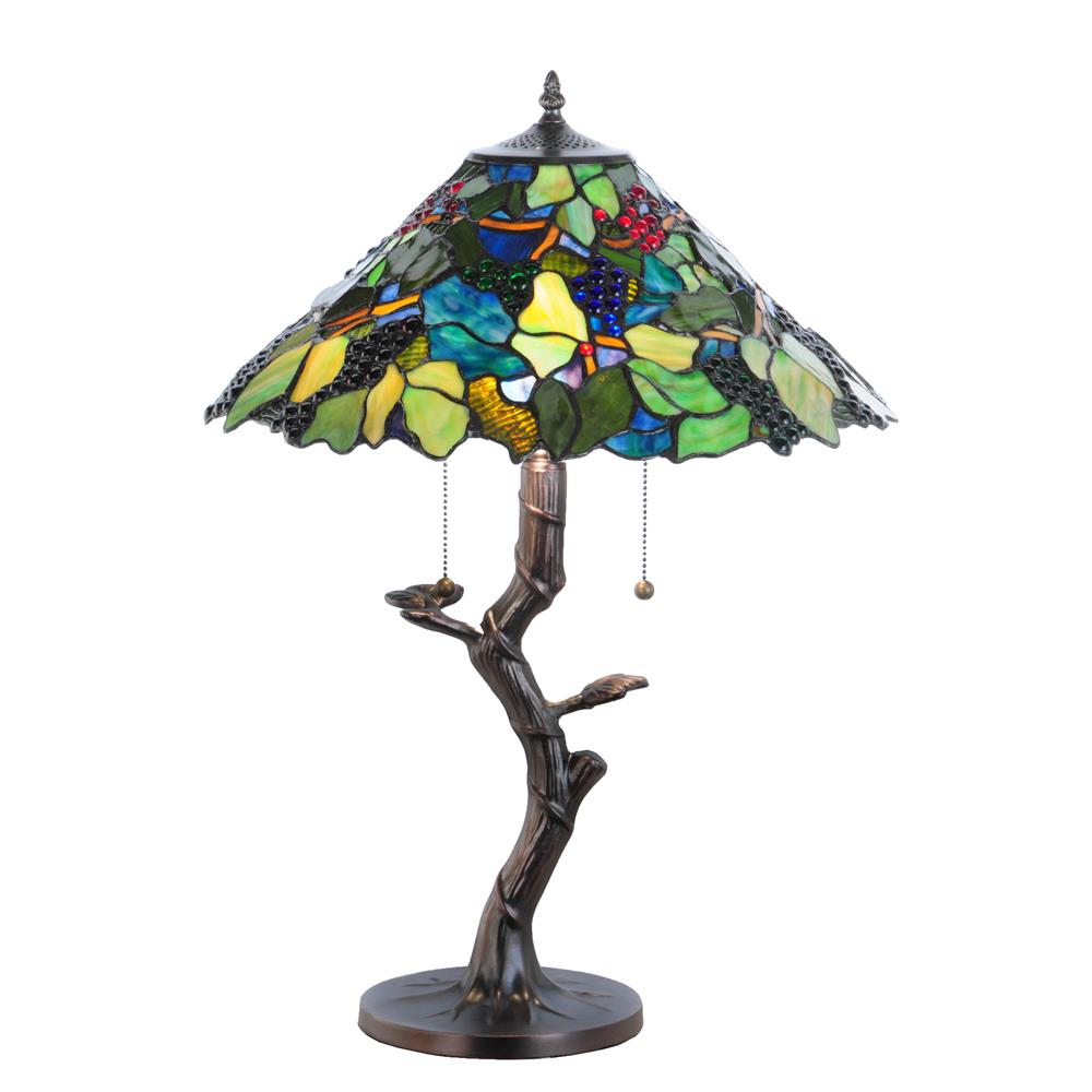 Meyda Tiffany Lighting 138583 25"H Tiffany Grape Harvest Apple Tree Table Lamp