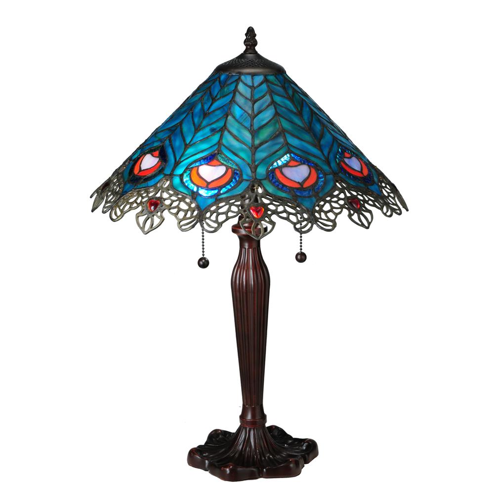 Meyda Tiffany Lighting 138775 23"H Peacock Feather Lace Table Lamp