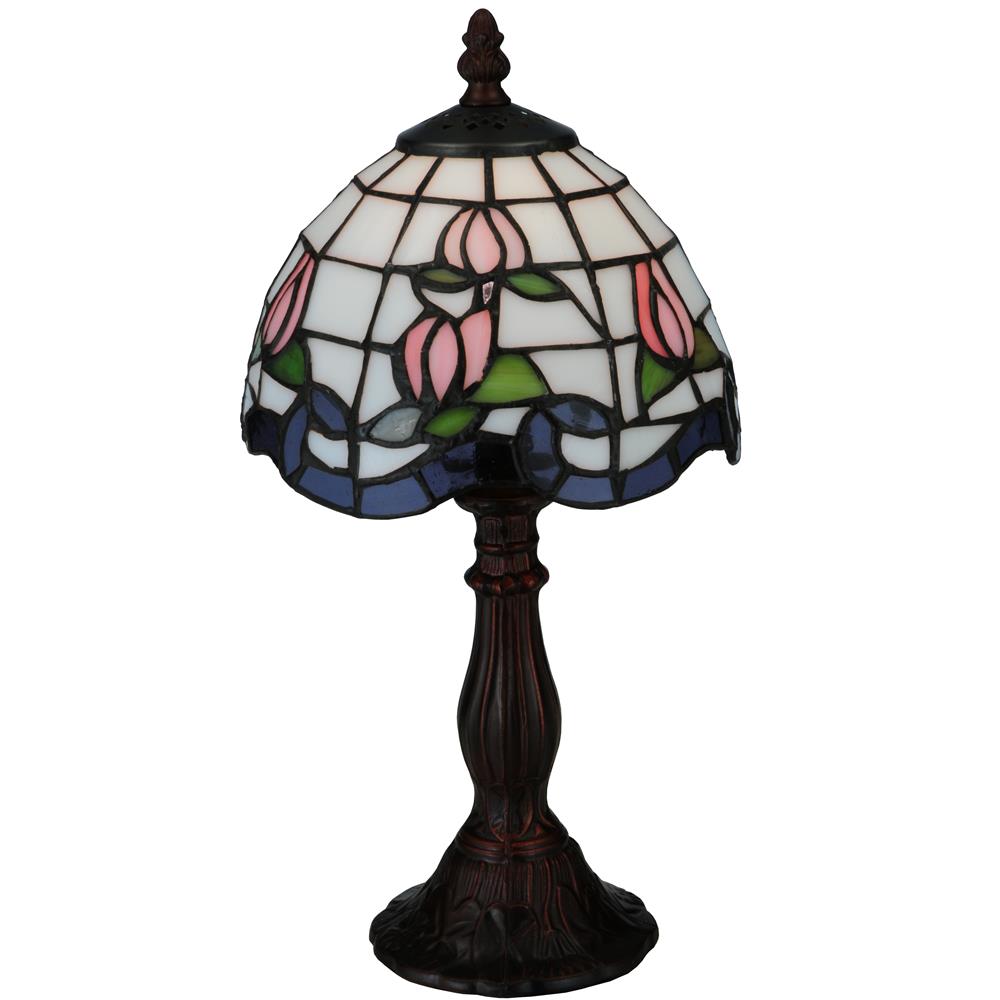 Meyda Tiffany Lighting 139081 14"H Roseborder Mini Lamp