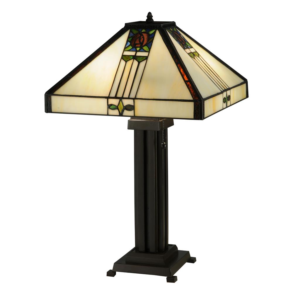 Meyda Tiffany Lighting 139227 23.5"H Pasadena Rose Table Lamp