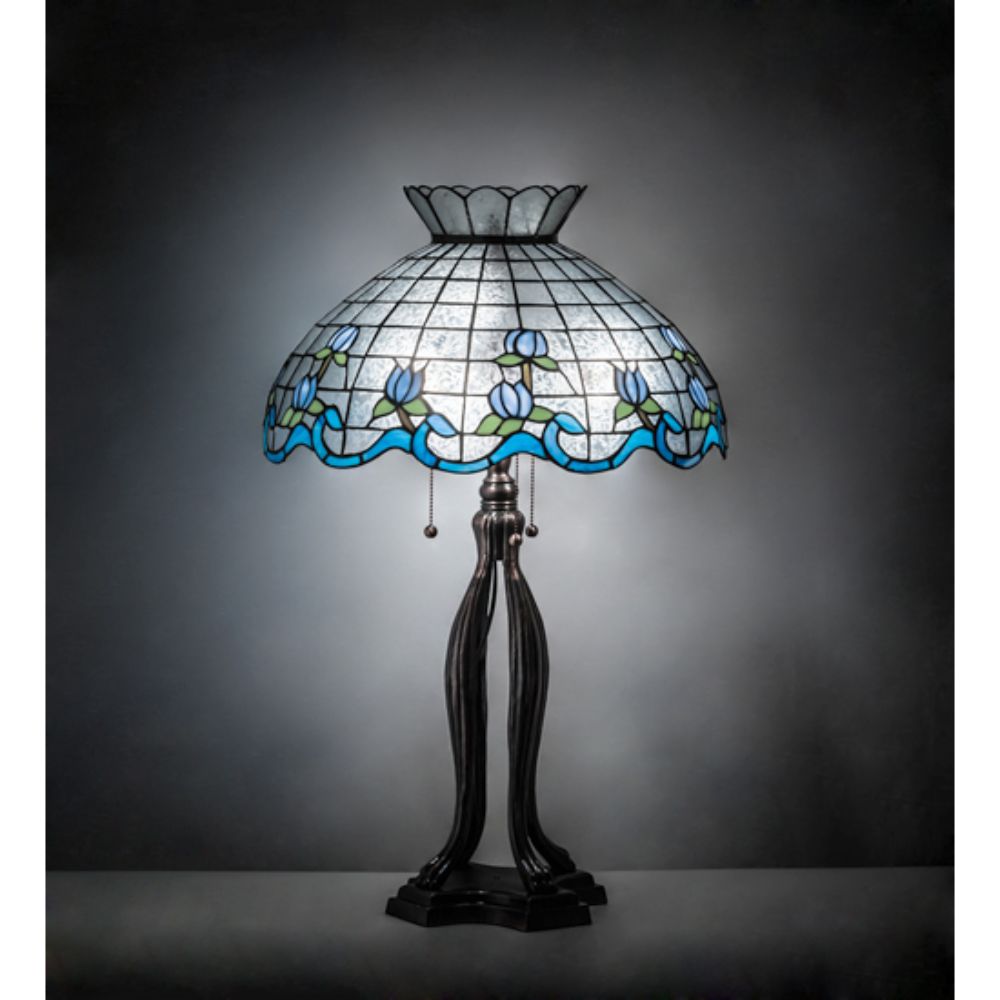 Meyda Lighting 140466 31" High Roseborder Table Lamp in MAHOGANY BRONZE