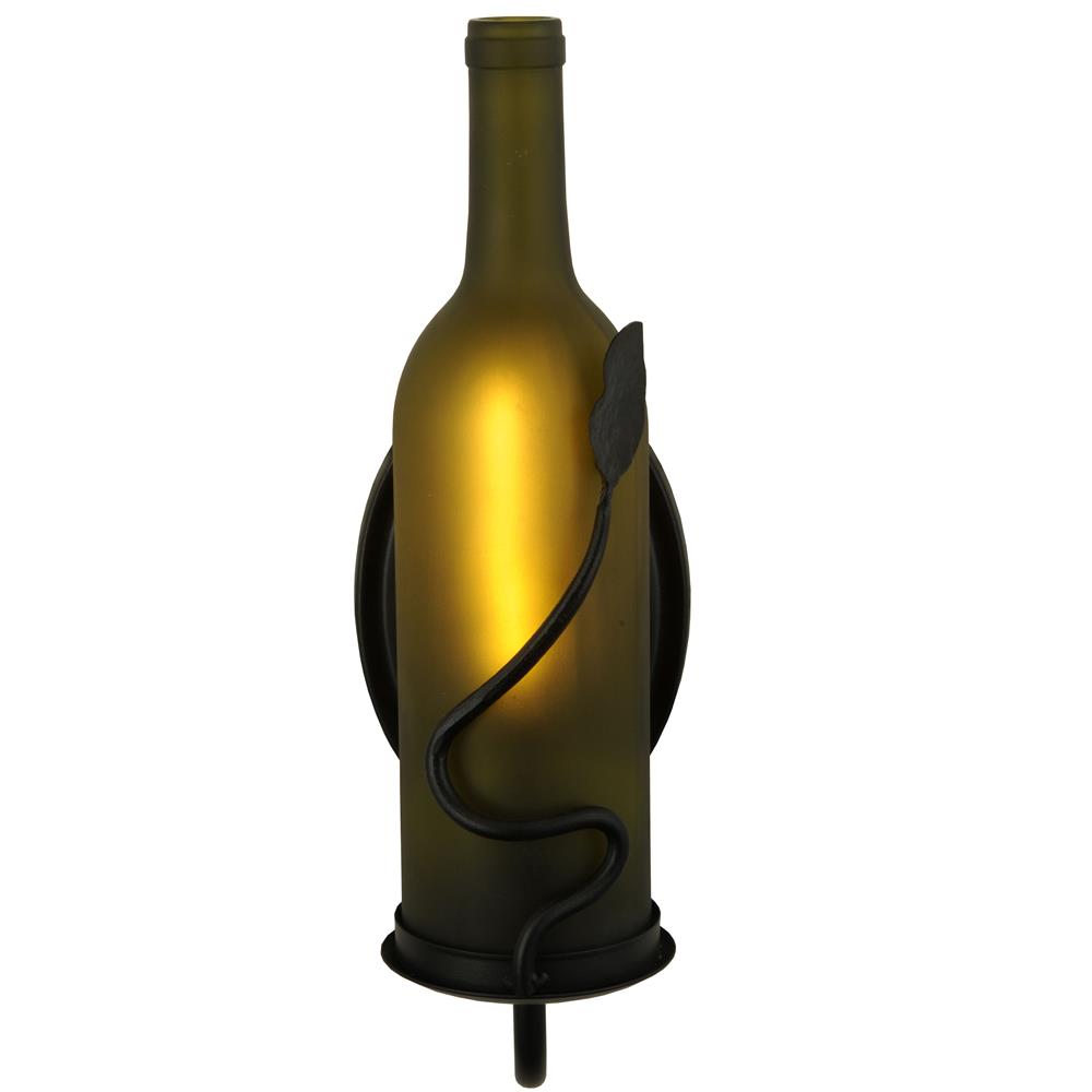 Meyda Tiffany Lighting 140960 4.25"W Tuscan Vineyard Frosted Green Wine Bottle Wall Sconce