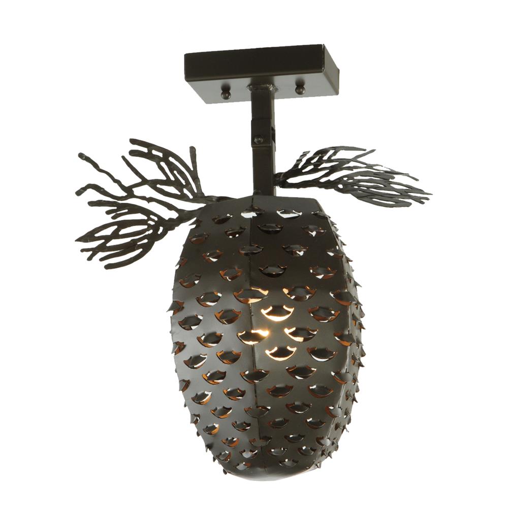 Meyda Tiffany Lighting 141027 14"W Stoneycreek Pinecone Semi-Flushmount