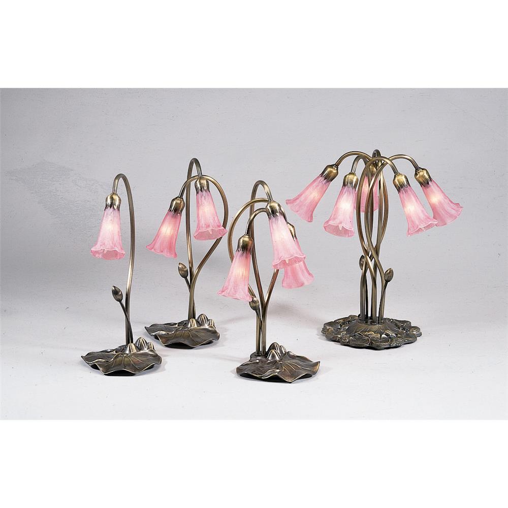 Meyda Tiffany Lighting 14110 16"H Pink Pond Lily 2 Lt Accent Lamp