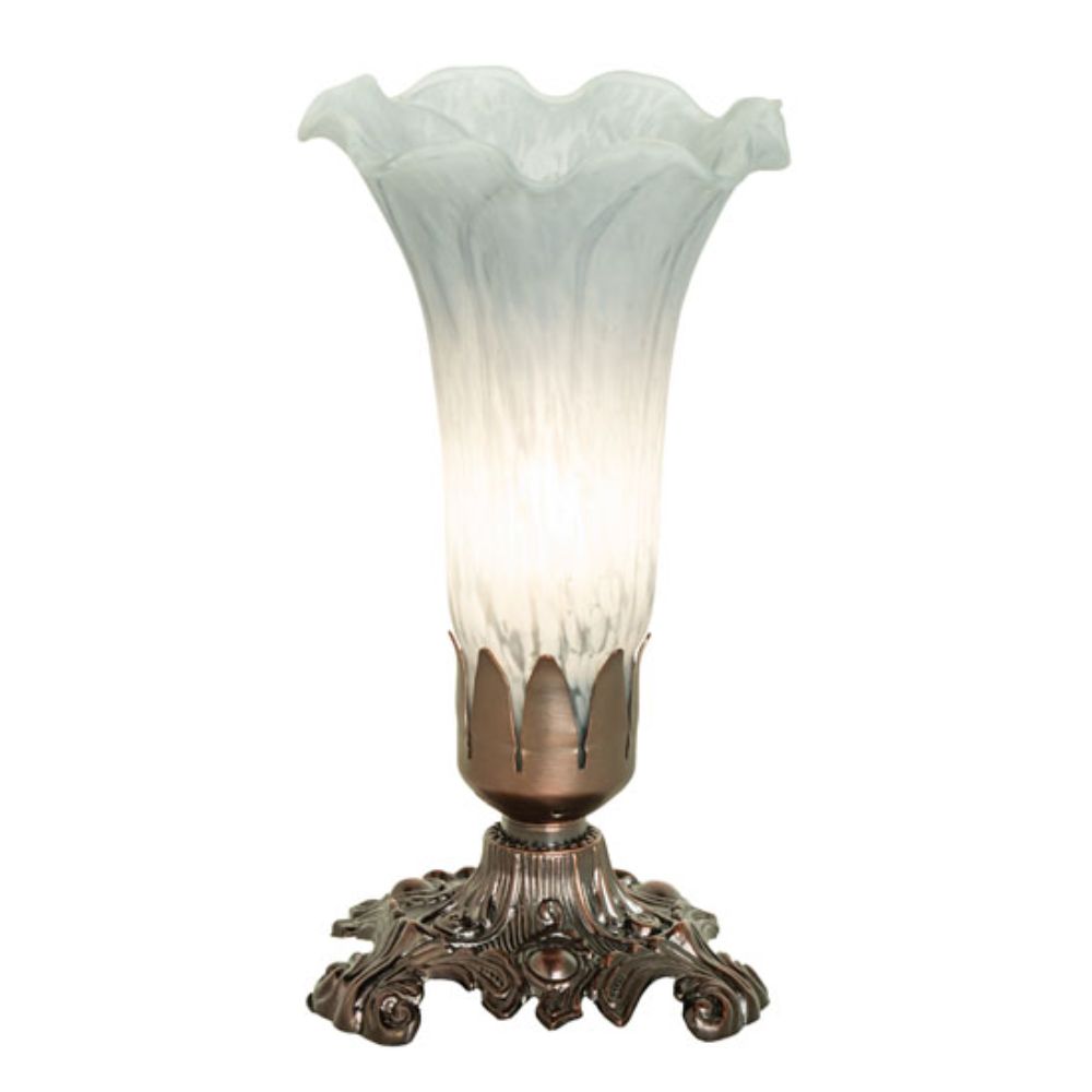 Meyda Lighting 141548 7.5" High Grey and White Pond Lily Mini Lamp