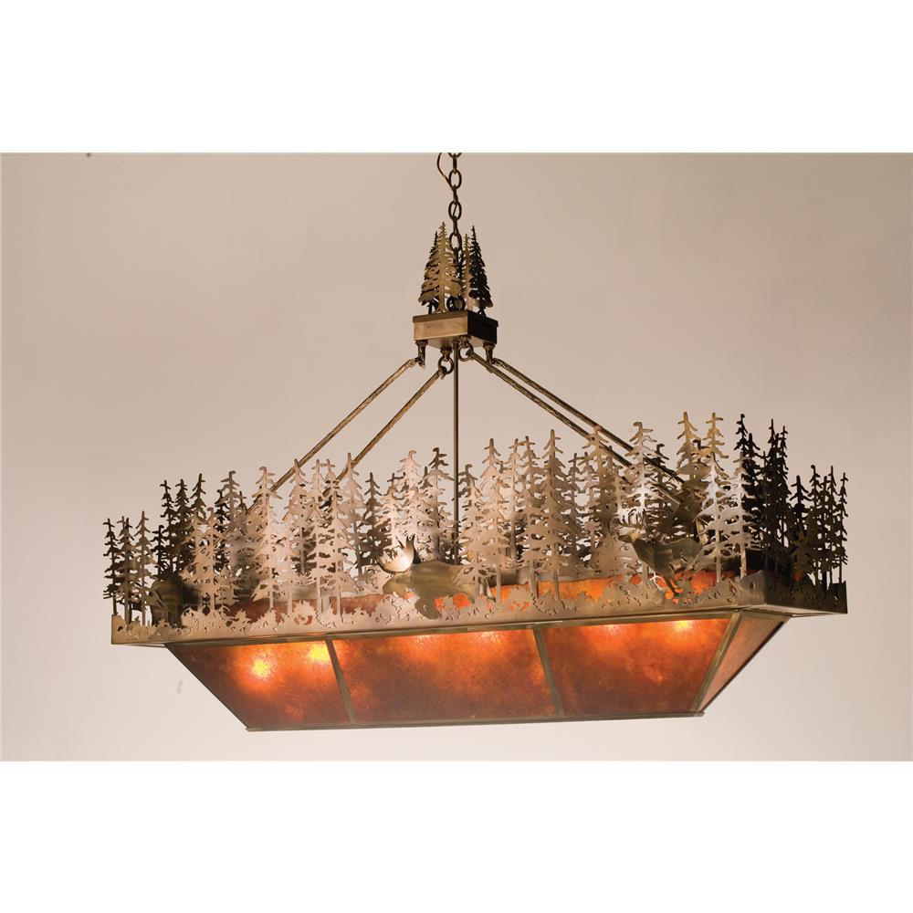 Meyda Tiffany Lighting 14171 6 Light Pine Lake Oblong Inverted Island Light, Antique Copper