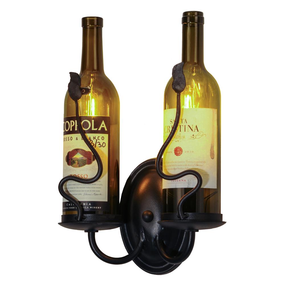Meyda Tiffany Lighting 142181 9"W Tuscan Vineyard Personalized 2 Lt Wine Bottle Wall Sconce