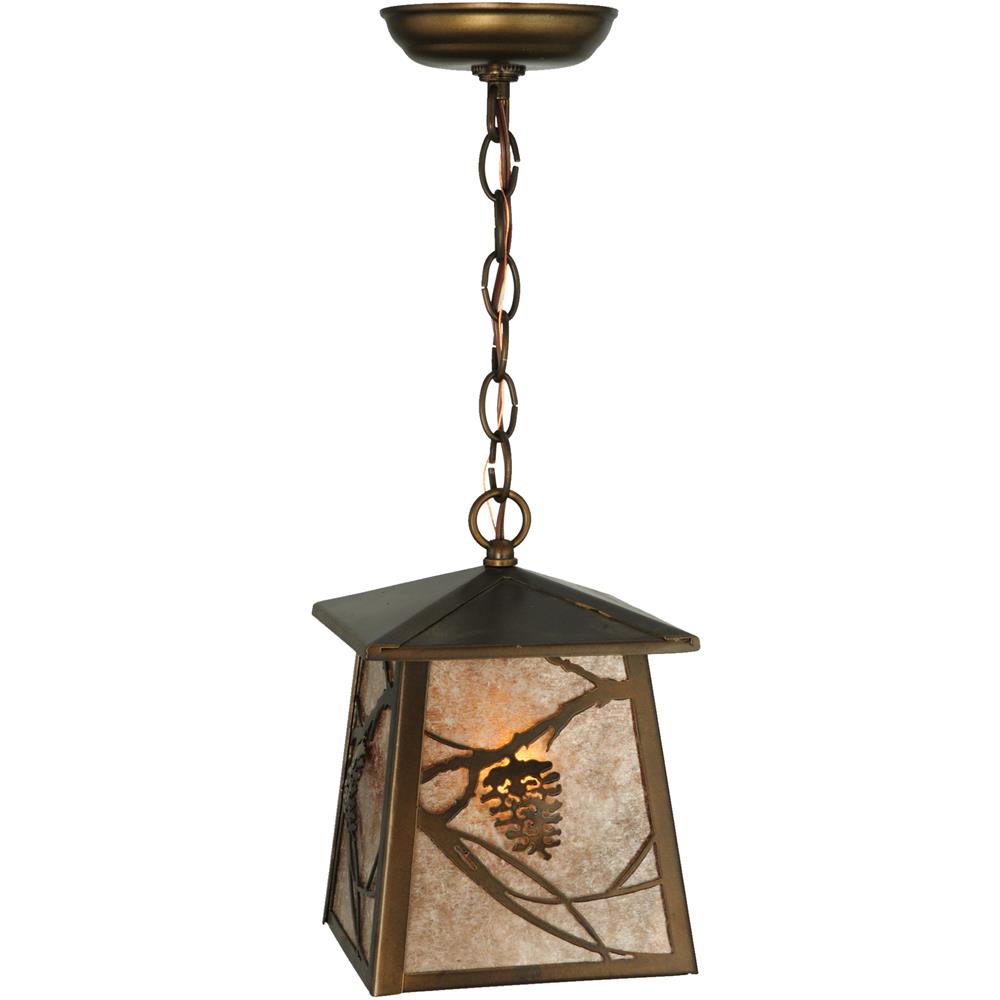 Meyda Tiffany Lighting 142751 7"Sq Whispering Pines Lantern Pendant
