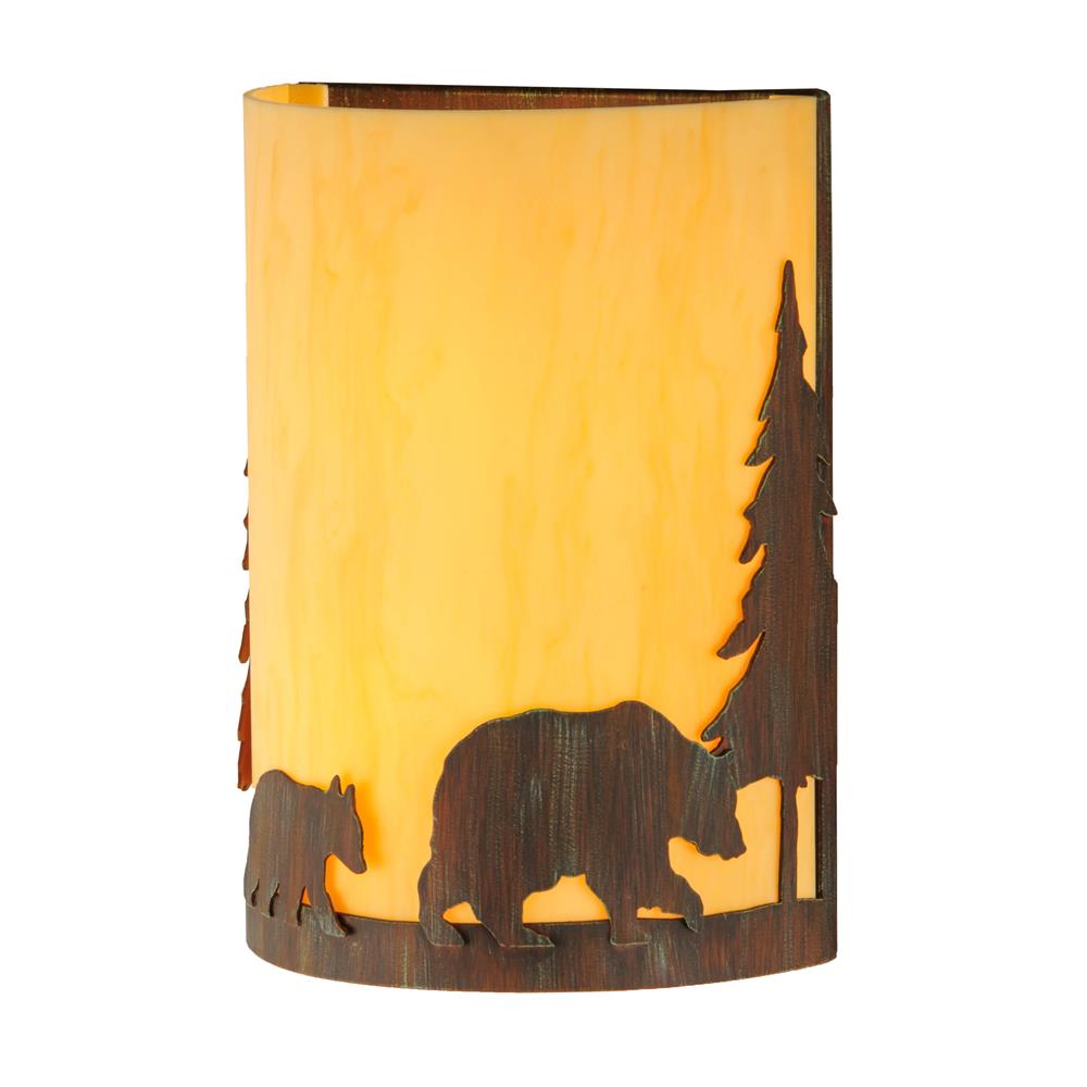 Meyda Lighting 143417 10"W Pine Tree and Bear Wall Sconce